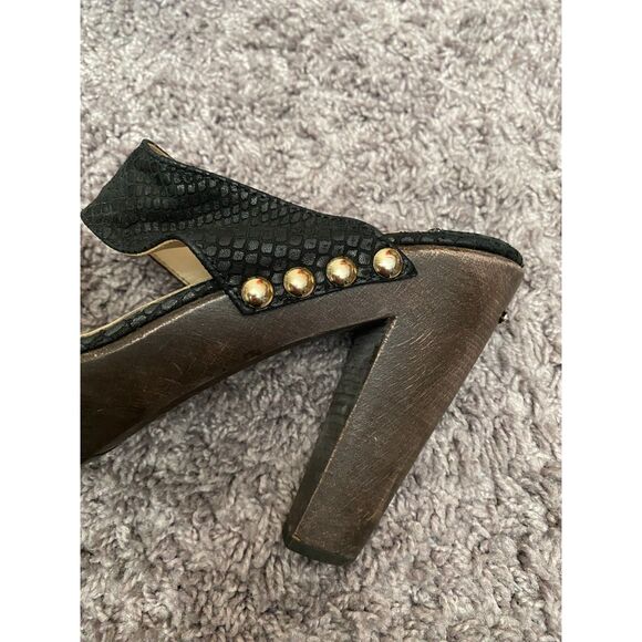 JIMMY CHOO Black Suede Studded Heeled Slide Ons Size 9 - Picture 15 of 16